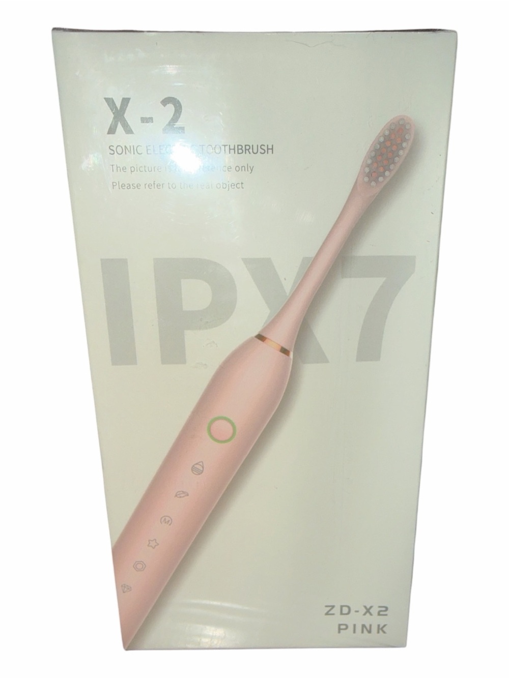 NIB X-2 Sonic Electric Toothbrush Pink IPX7 Waterproof 6-Mode USB Rechargeable